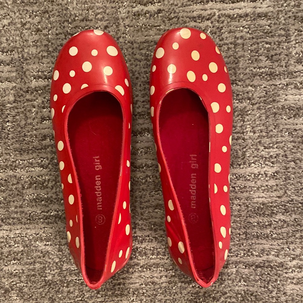 Madden Girl Red Polka Dot Rain Shoes
